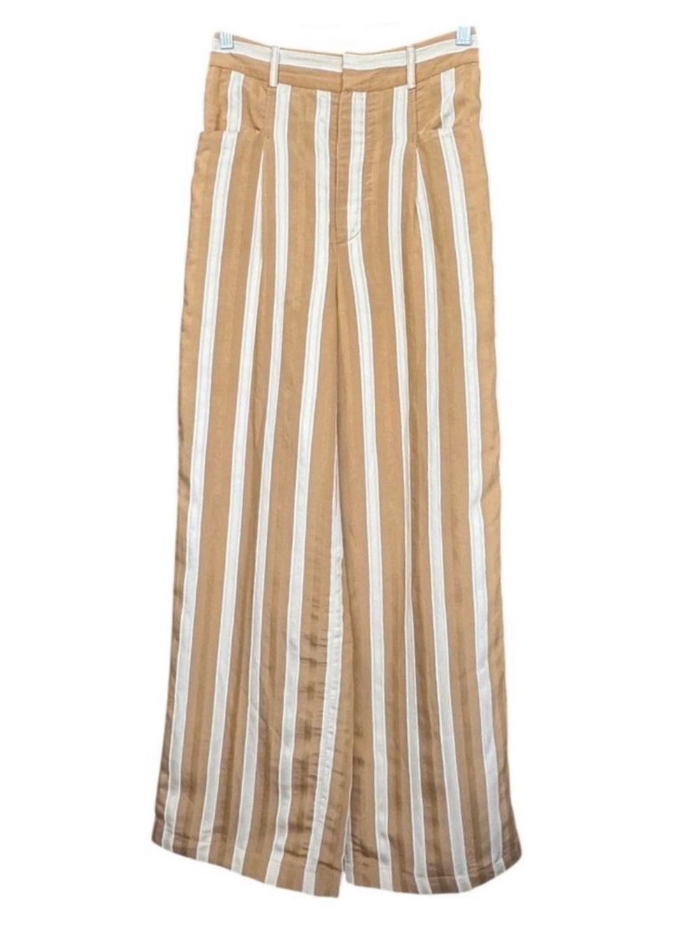 Zara Beige and White Striped Wide Leg Pants Size S